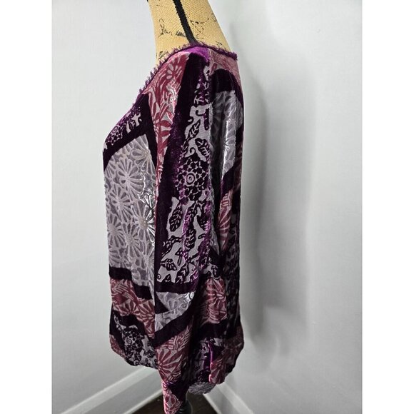 Anthropologie tiny Patchwork Velvet Pullover Large - Picture 4 of 10